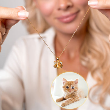 Meow Photo Personalised Necklace - Photo Necklace - Photo Projection Necklace Necklace Gold Brother & Sisters